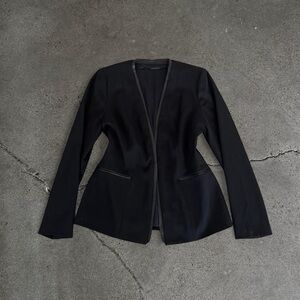Elie Tahari Minimalist Leather Trim Blazer
